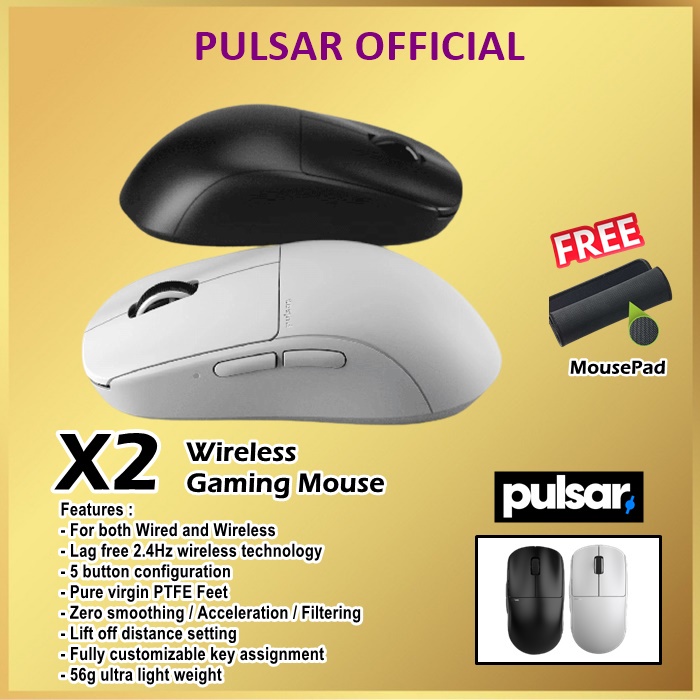 Pulsar X2 Wireless Gaming Mouse Ambidextrous Extreme Light-Weight X 2