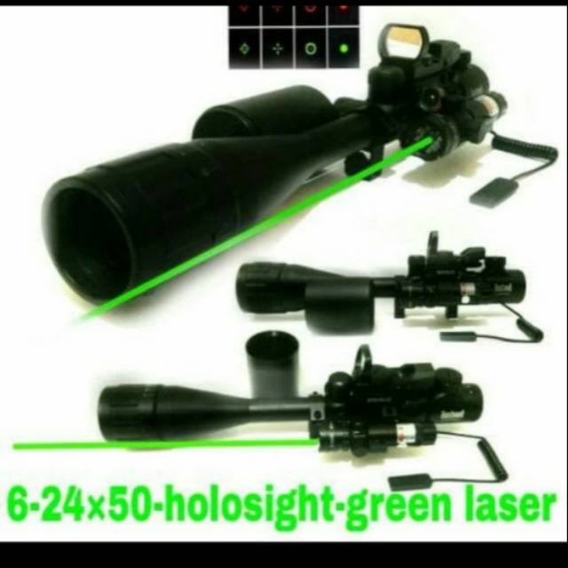 Riflescope 6-24x50 Bushnell Airshoft Hunting Holosight Green Laser
