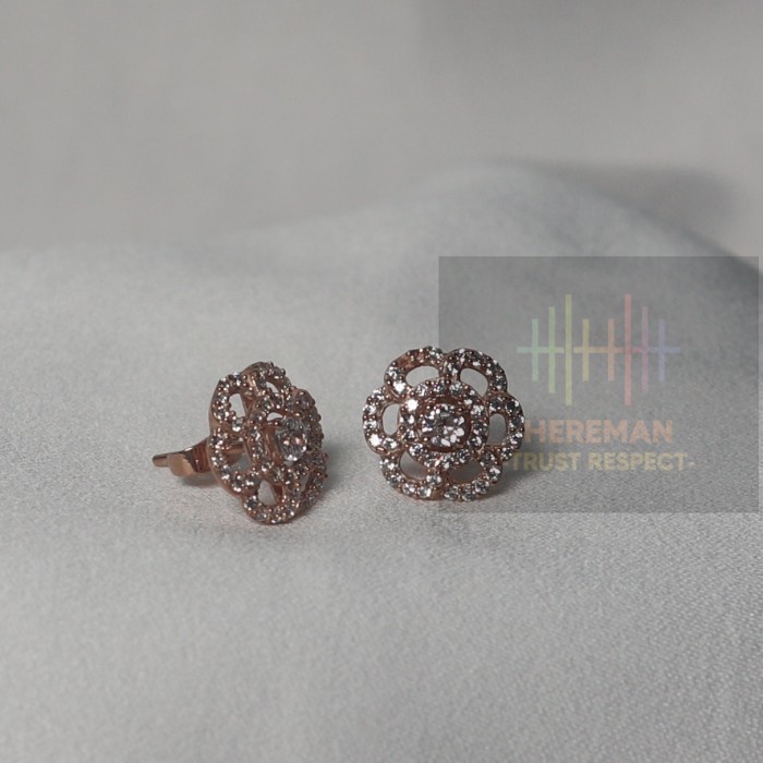 Giwang Rhoda Emas Asli Yellow Gold Kadar 17K 750