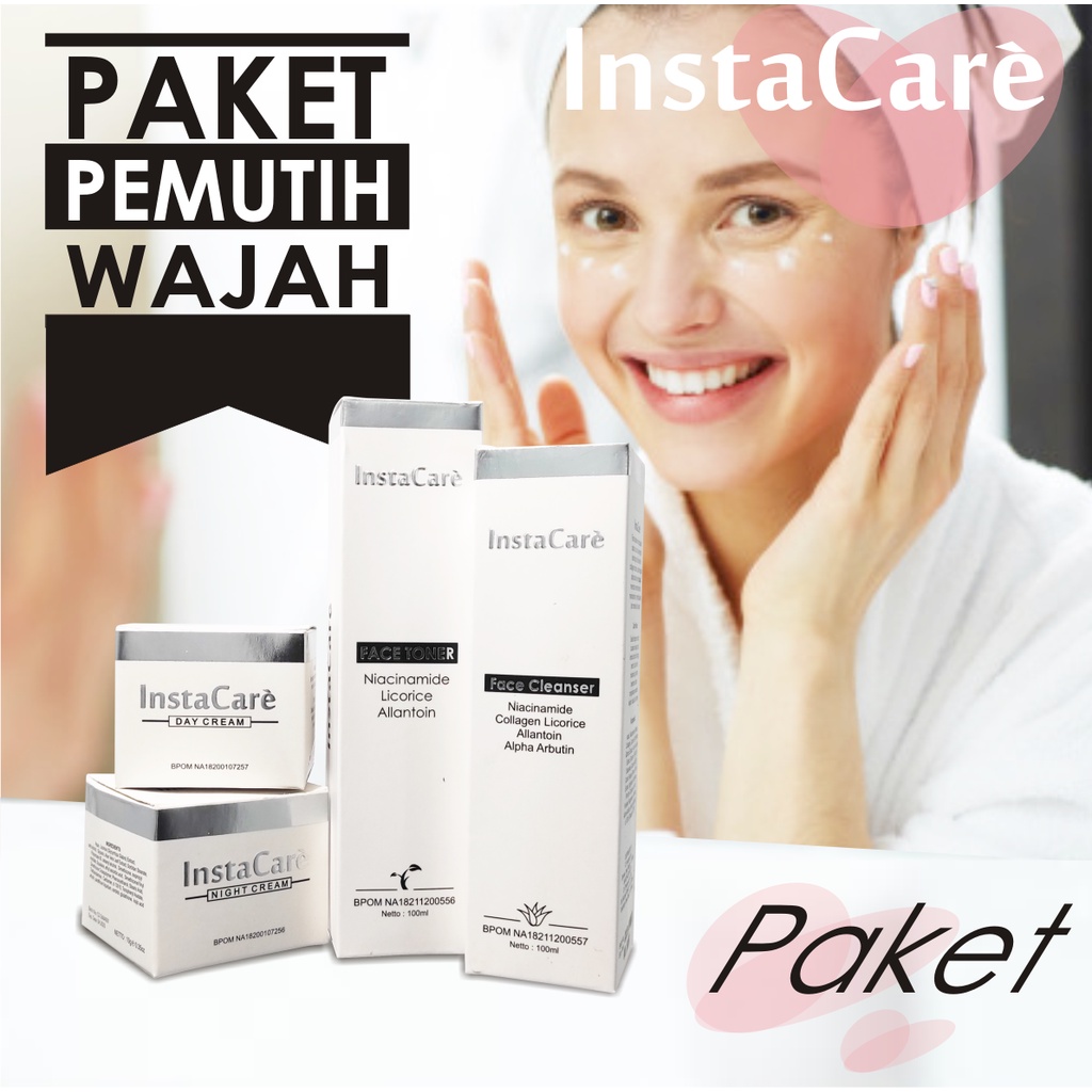 PAKET PEMUTIH WAJAH KOMPLIT INSTACARE GLOWING AMPUH MURAH BPOM SCARLET MS GLOW AMAN SKINCARE AURA