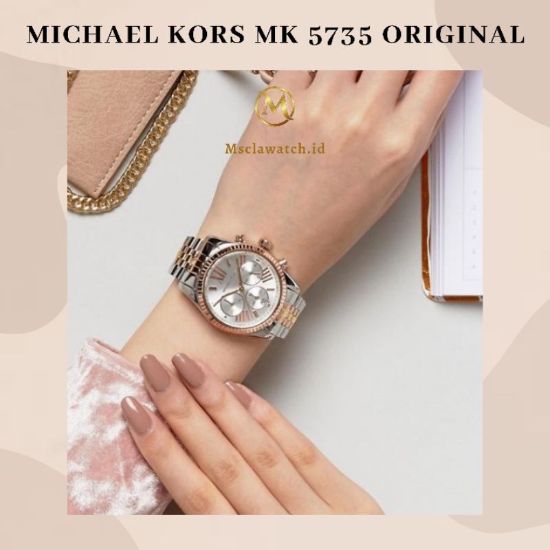 [ ORIGINAL - MICHAEL KORS MK 5735 ROSEGOLD SILVER ORIGINAL