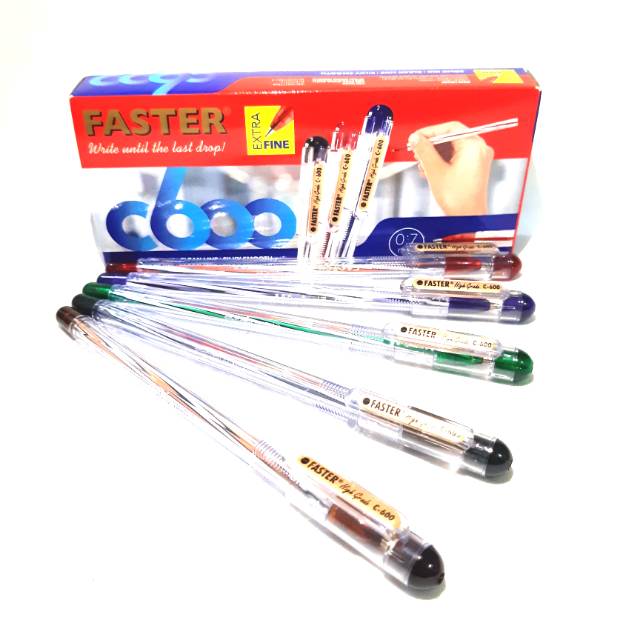 

(ISI 12)Pulpen/Bolpen/Ballpoint/Ballpen Faster C600 ExtraFine 0.7 mm(HITAM/BIRU)