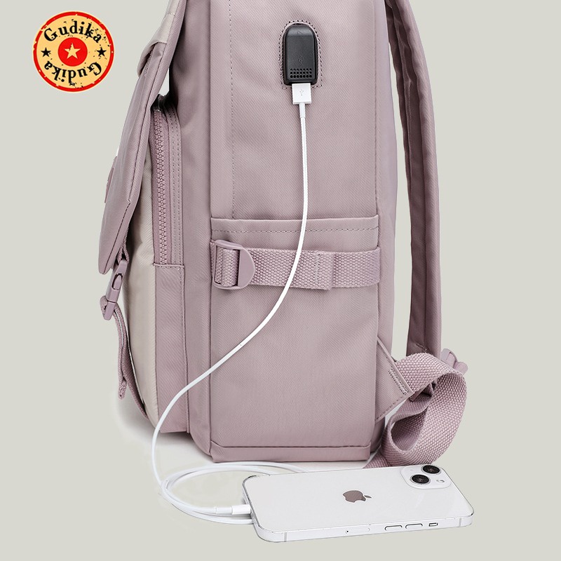 Tas Ransel leptop Waterproof Gudika 5228 USB Port Charger Kekinian Terbaru Import Korea Original Terlaris - Backpack Anti Air Sekolah High Quality