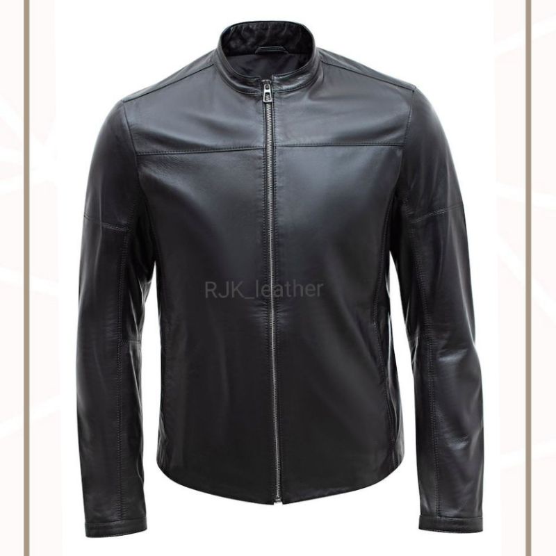 JAKET KULIT PRIA WARNA HITAM POLOS DARI KULIT DOMBA ORIGINAL