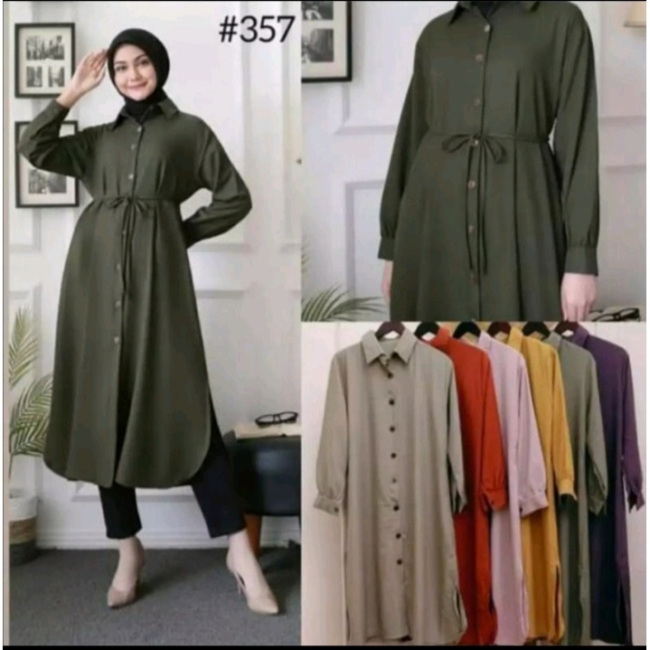 Tunik Kemeja Wanita Polos Lengan Panjang Terbaru