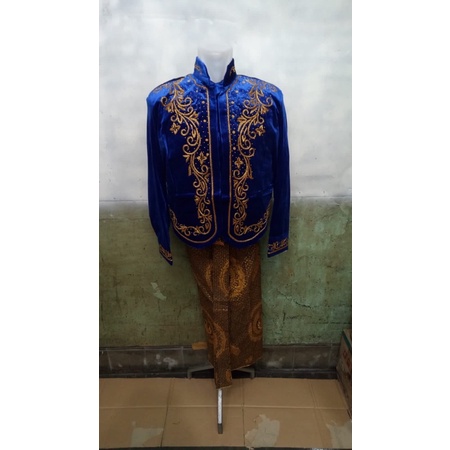 beskap solo bludru biru Bca payet emas