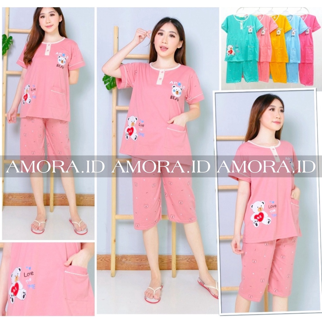 3/4 TESSA SIZE STANDAR BAJU TIDUR / ONESET PIYAMA WANITA DEWASA CELANA PENDEK  STELAN PIYAMA TESSA