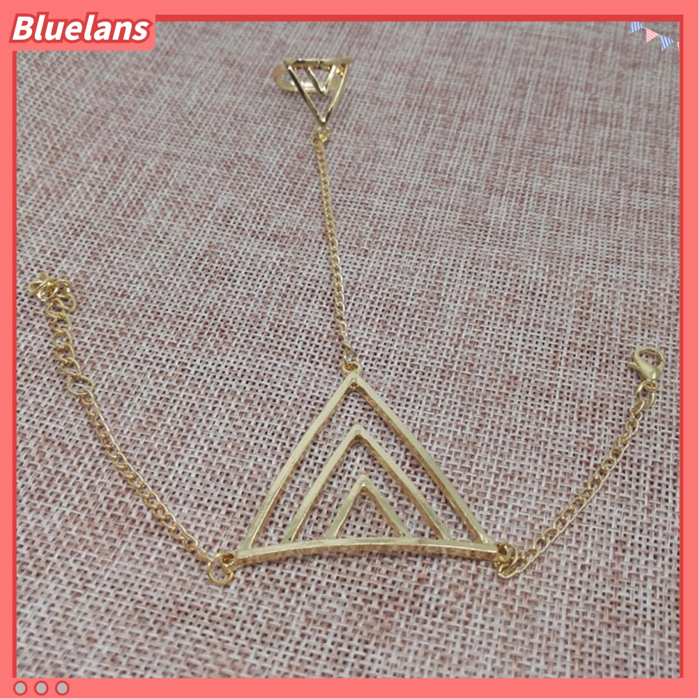 Bluelans Women Fashion Triangle Charm Slave Ring Chain Harness Bracelet Punk Jewelry