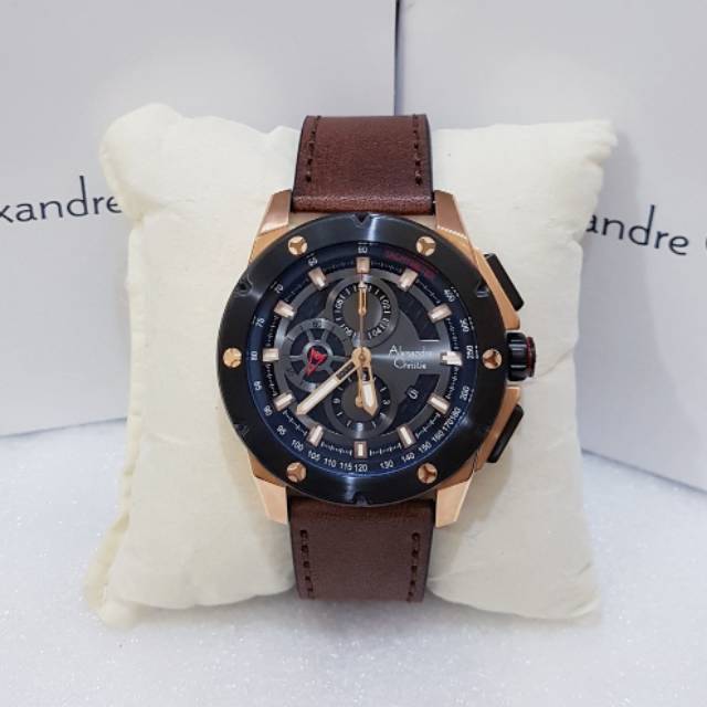 Alexandre christie ac 6549 black rosegold jam tangan pria original