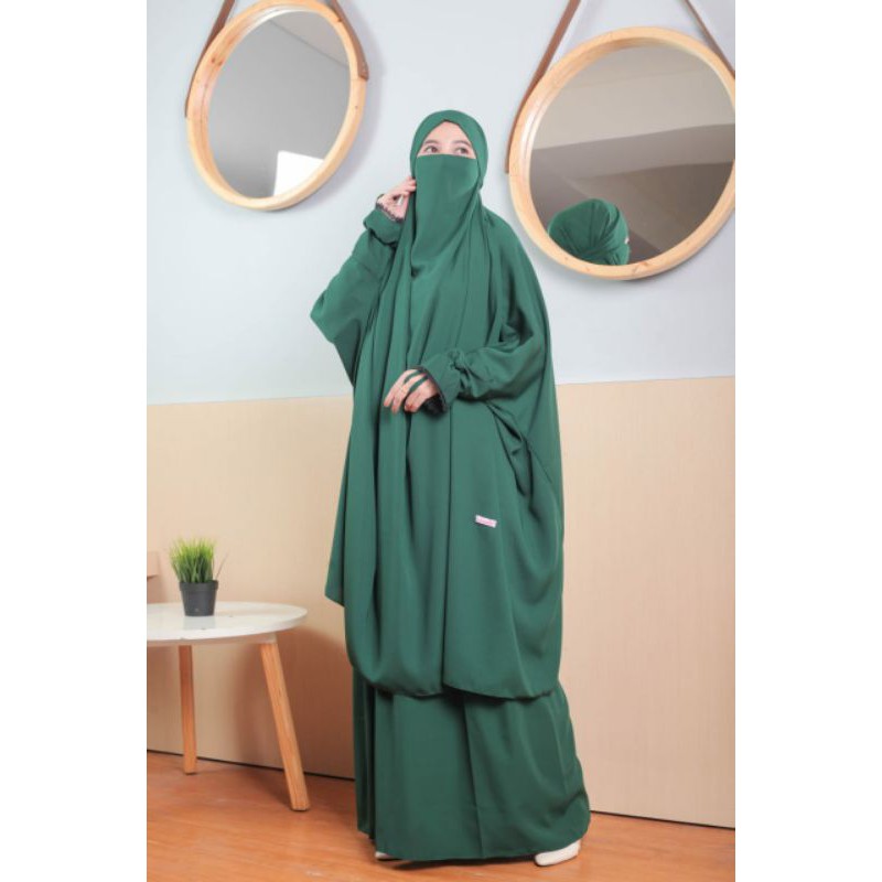 FRENCH KHIMAR . FRENCH KHIMAR RENDA . FRENCH KHIMAR MURAH SET BAHAN WOLFIS-Hijaubotol