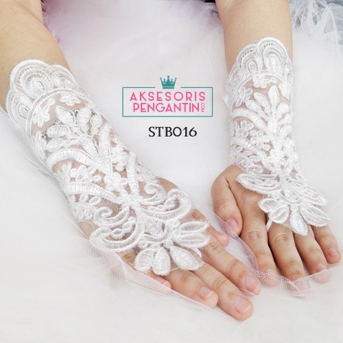 [STOK TERBATAS] AKSESORIS WANITA WEDDING GLOVES BROKAT SARUNG TANGAN LACE STB016