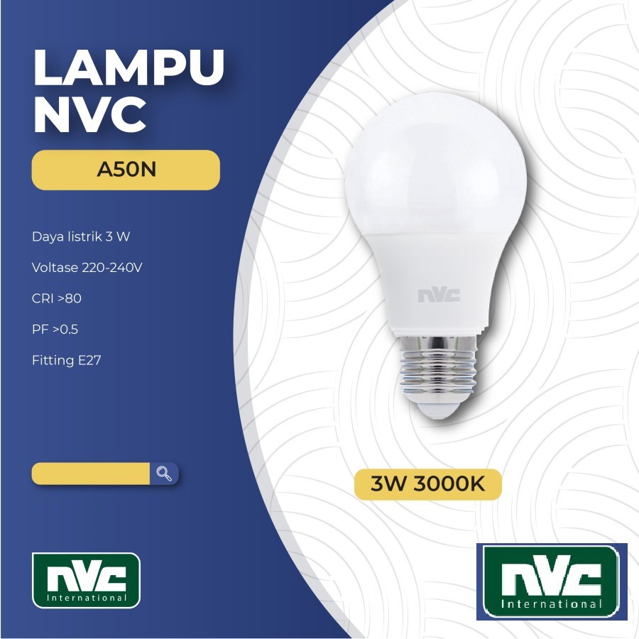 LAMPU LED NVC A50N WARNA KUNING 3 WATT 3000K - BOHLAM LED NVC 3W 3000K