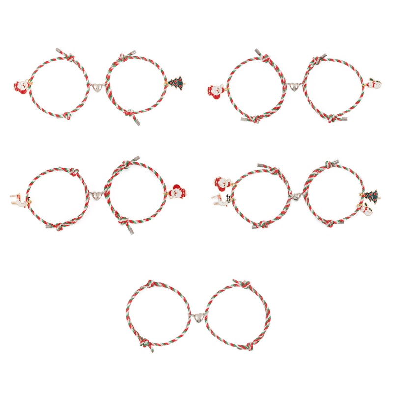 2pcs Gelang Tali Dengan Liontin Santa Claus Untuk Pasangan