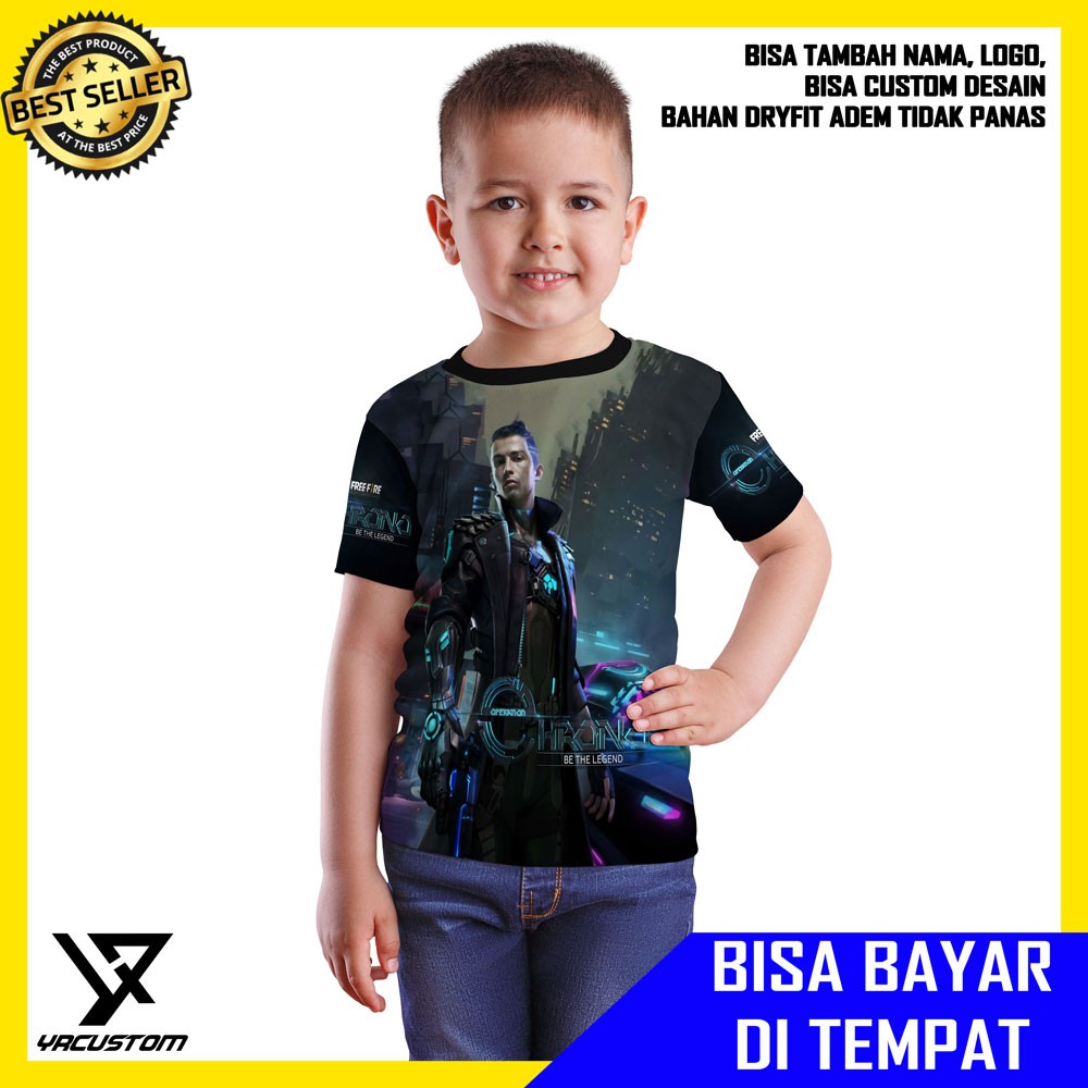 Baju / Kaos Anak Anak Free Fire Game FF Karakter Chrono Cristiano Ronaldo 01