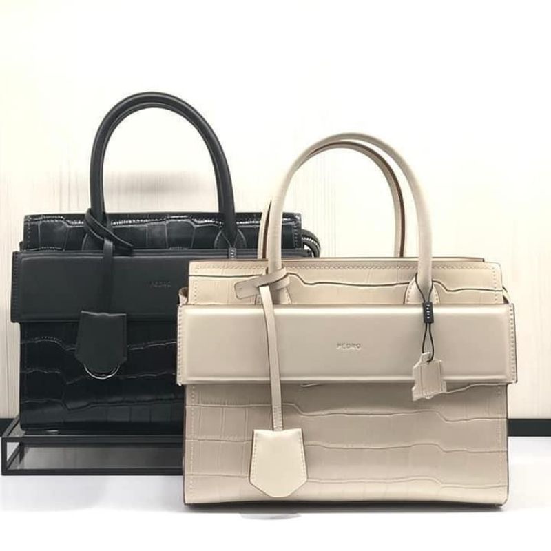 PDRO croc effect top handle bag