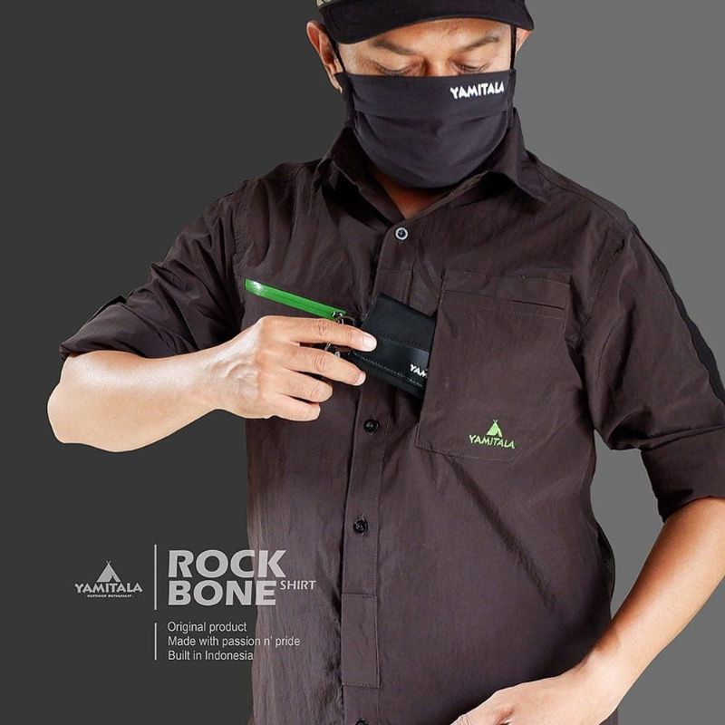 KEMEJA LENGAN PANJANG/PENDEK LIPAT HITAM POLOS YAMITALA ROCK BONE