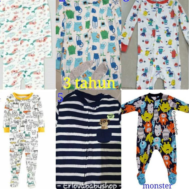 Produk Keren LVJRV [GESER] 3 tahun sleepsuit carters tutup kaki dan buka kaki resleting depan antisl