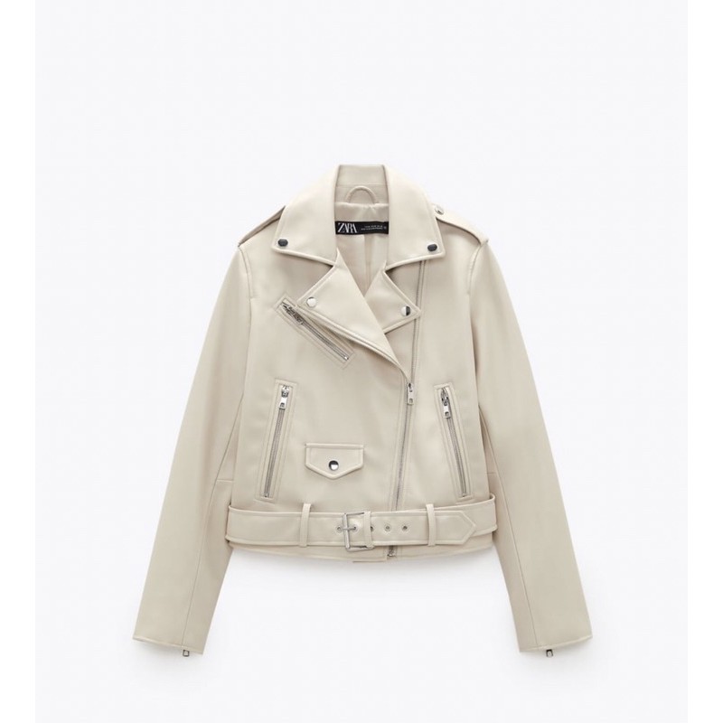 JAKET KULIT ZARA (FAUX LEATHER BIKER JACKET) UKURAN M