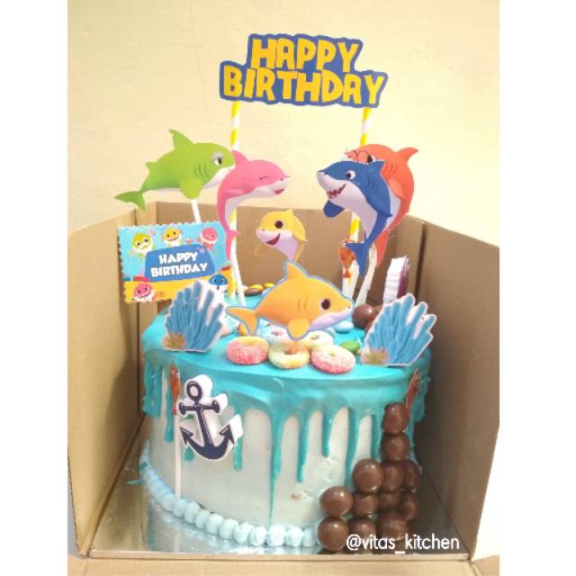 

Kue Ulang Tahun Tema Baby Shark / Cake Ultah / Kue ultah D18cm