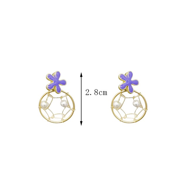 LRC Anting Tusuk Fashion Pearl Openwork Dreamcatcher Earrings F6534X