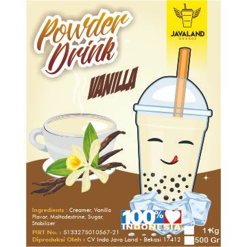 Javaland Bubuk Minuman Rasa Vanilla 1Kg - Regular Plain | Bubble Powder Drink Boba