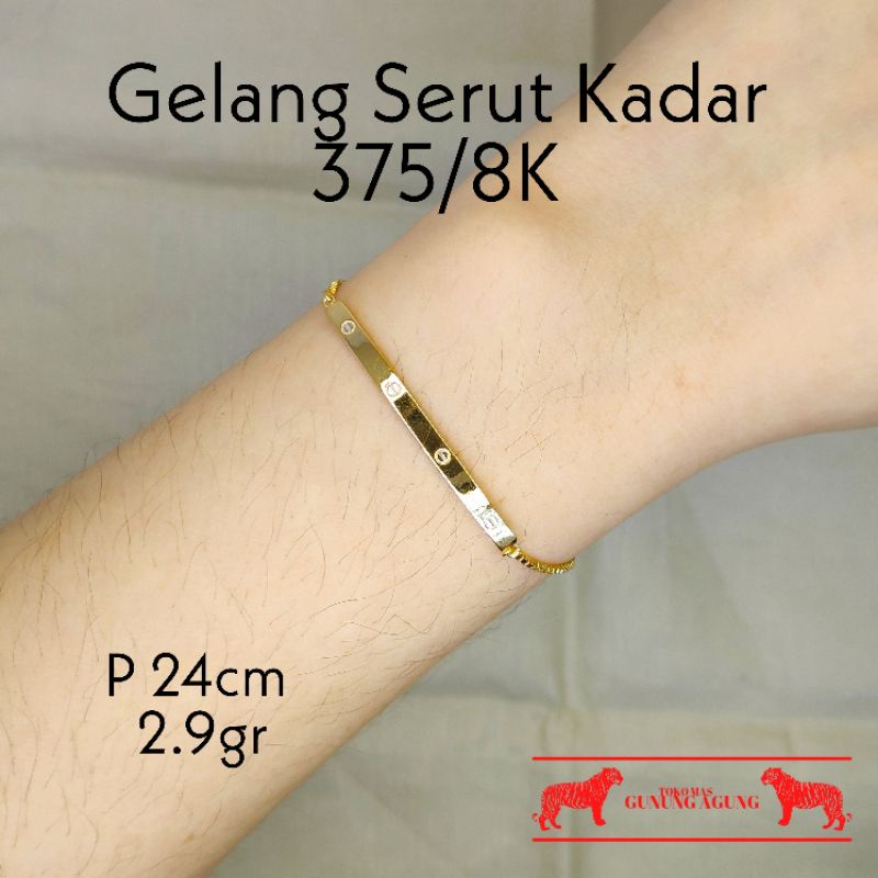 New Collection Gelang Serut Cartier Emas Asli Kadar 375/8K Terbaru Ready Stock Termurah Cantik Simpl
