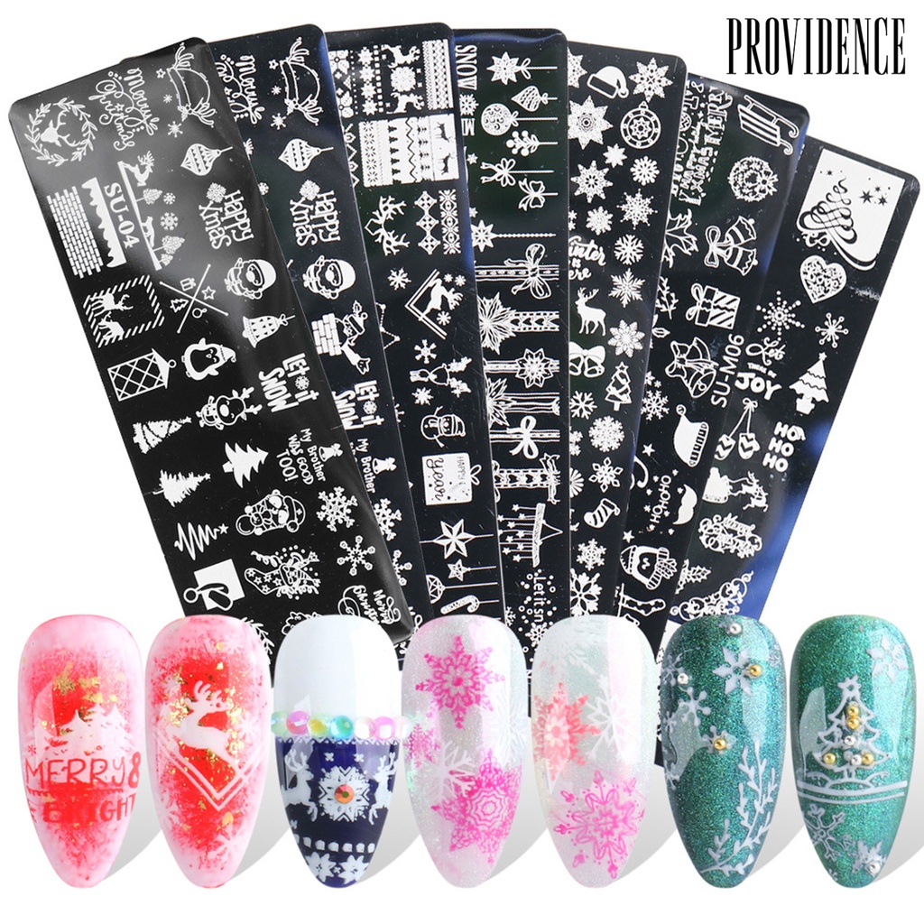 Providence Manicure Printing Mold Easy to Use Rust-Proof Stainless Steel Christmas Nail Template Manicure Stamping Plate for Girl