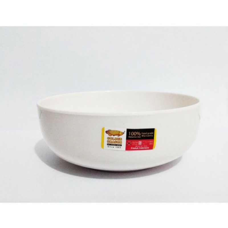 Mangkok Melamin Ceper W1106 Putih 6 inc Golden Dragon 6 Inch Gading
