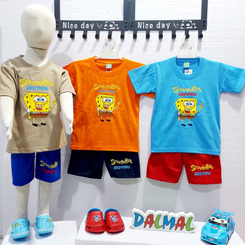 setelan anak laki laki dalmal spongebob square pants