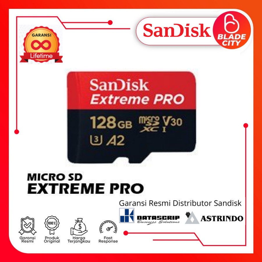 Sandisk Micro SD 128GB CL10 200MBPS A2 Extreme Pro - Original