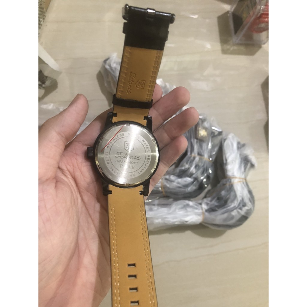 Jam tangan pria ORIGINAL TETONIS Detroit chrono detik tali kulit leather free box