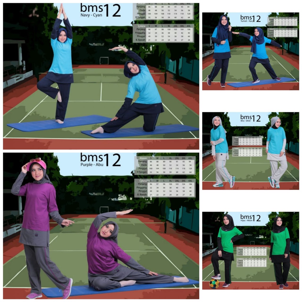 Setelan Kaos Olahraga Wanita Muslimah Kekinian Setelan Sport Senam Yoga Jogging
