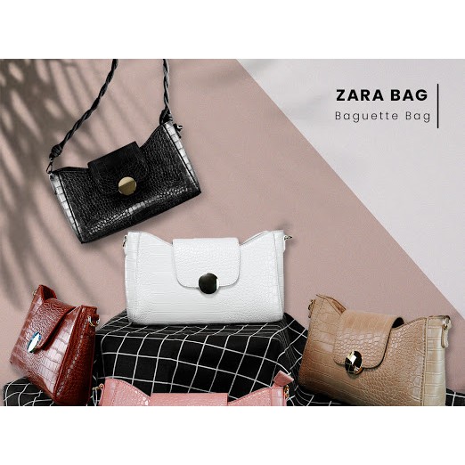 Tas bahu croco zraa flap magnet tali kepang fashion import#034