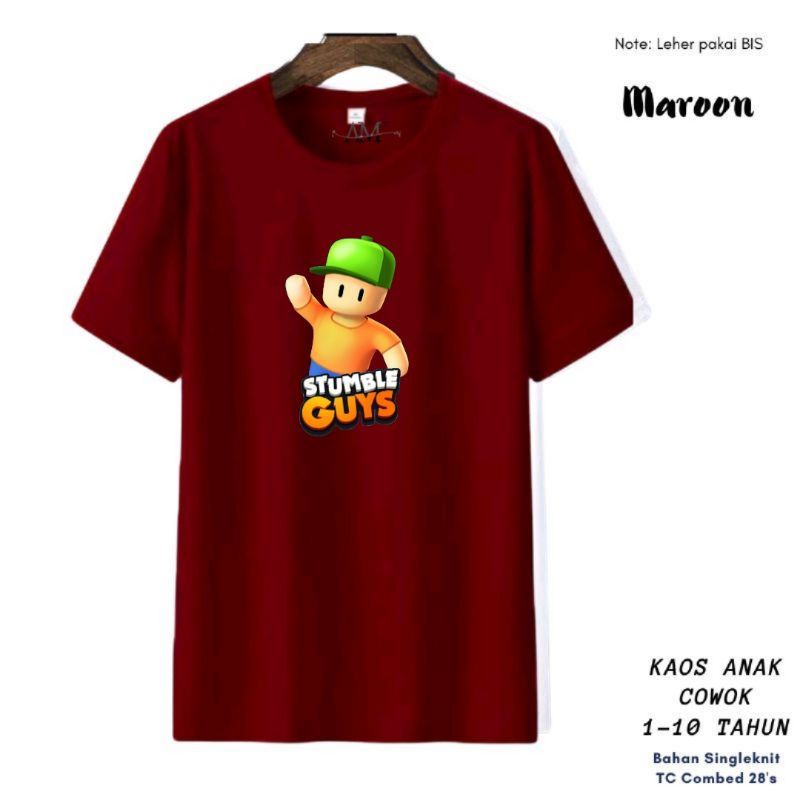 Baju Atasan  Kaos Anak Stumble guys T-hsirt AnakCowok/Cewek Remaja-dewasa