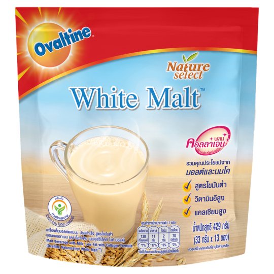 

Susu Ovaltine Nature Select White Malt Low Fat with Collagen 13 x 33 Gram