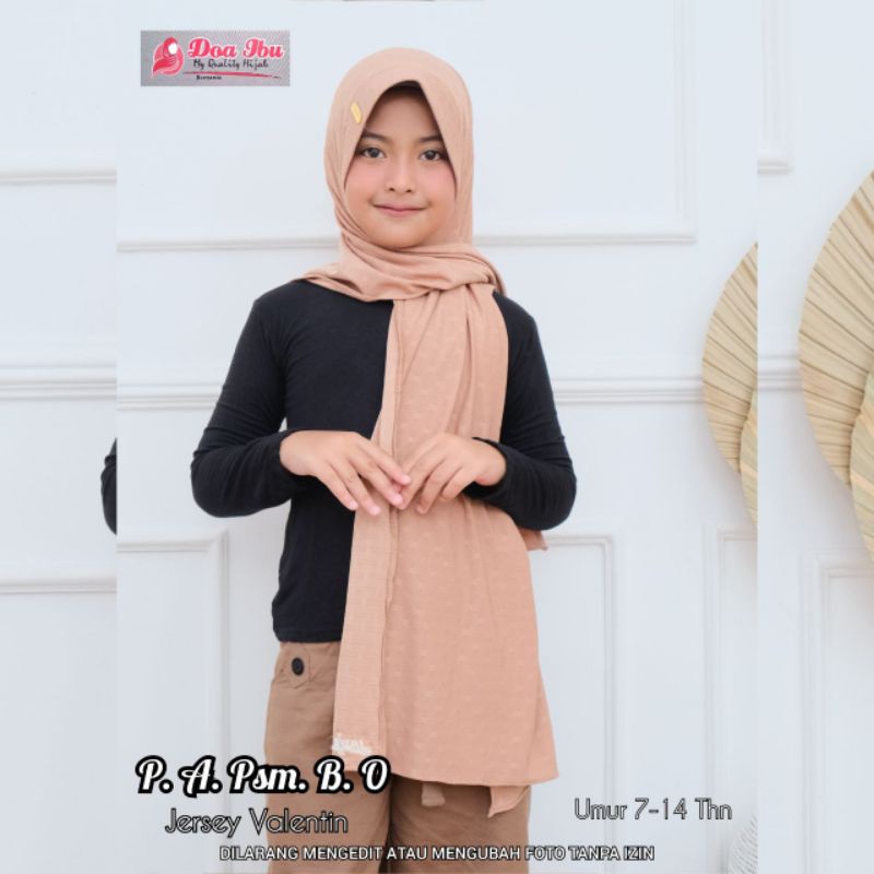 JILBAB PASMINA INSTAN ANAK OVAL JD JERSY VALENTINE DOI/HIJAB PASTAN ANAK PET ANTEM JERSY VALENTINE O