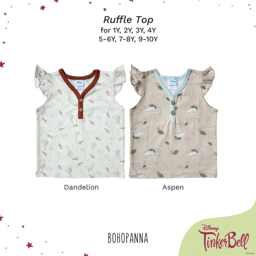 BohoBaby RUFFLE TOP DISNEY / BohoPanna Boho Kaos Atasan Anak Lengan Ruffle / Baju Kutung Ruffle Anak Perempuan