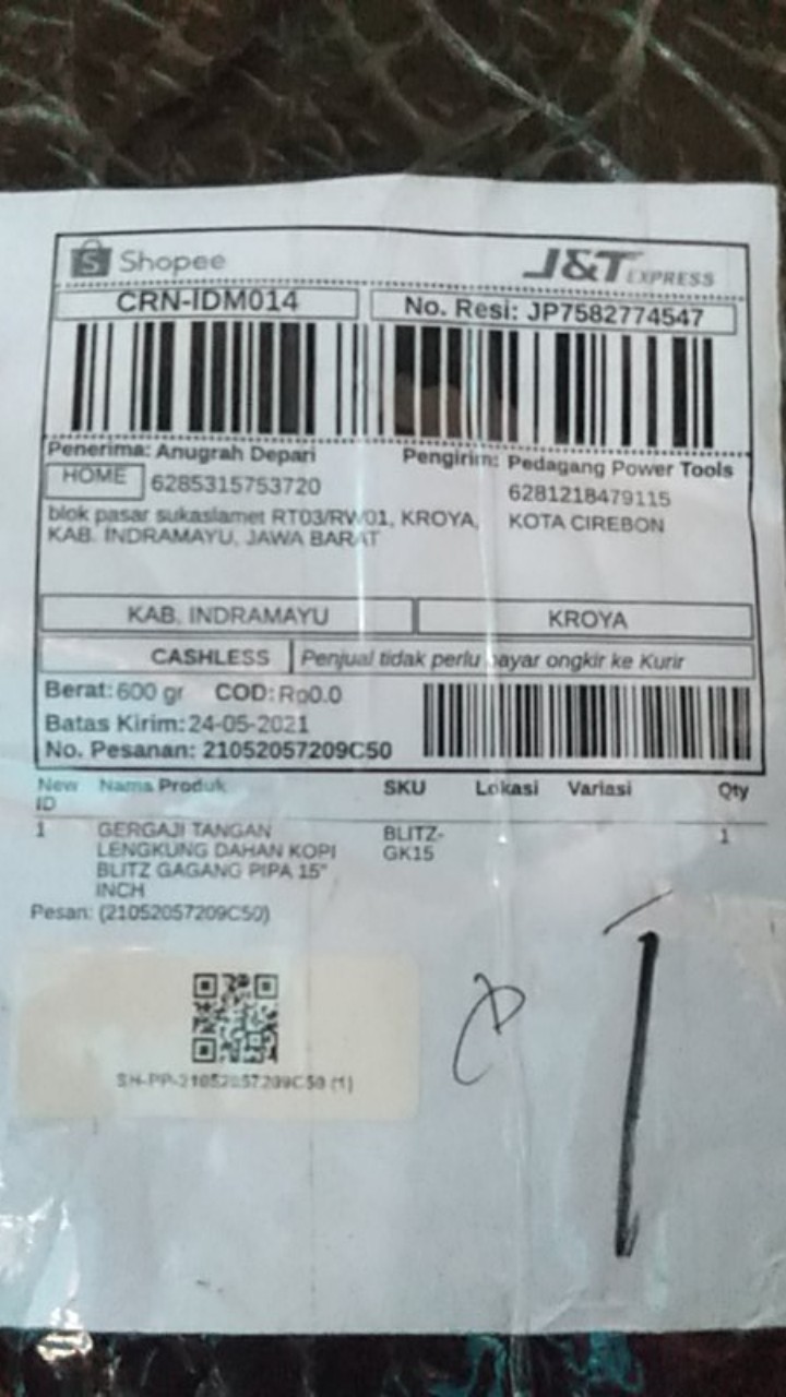 Gergaji Tangan Lengkung Dahan Kopi Blitz Gagang Pipa 15 Inch