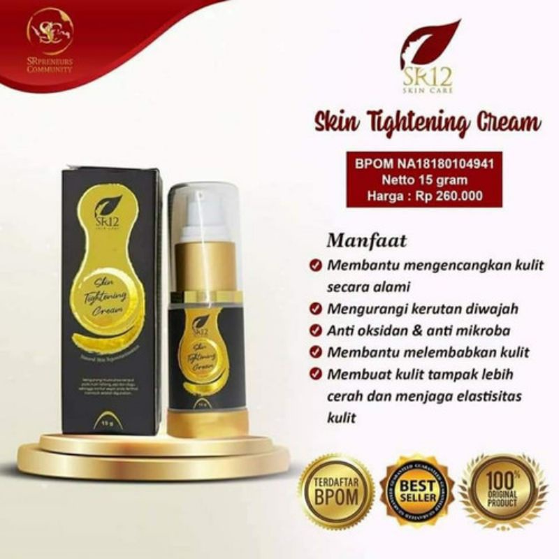 SKIN TIGHTENING CREAM SR12 / PENGENCANG WAJAH / PENGHILANG KERUTAN / ANTI AGING / CREAM PENGENCANG W