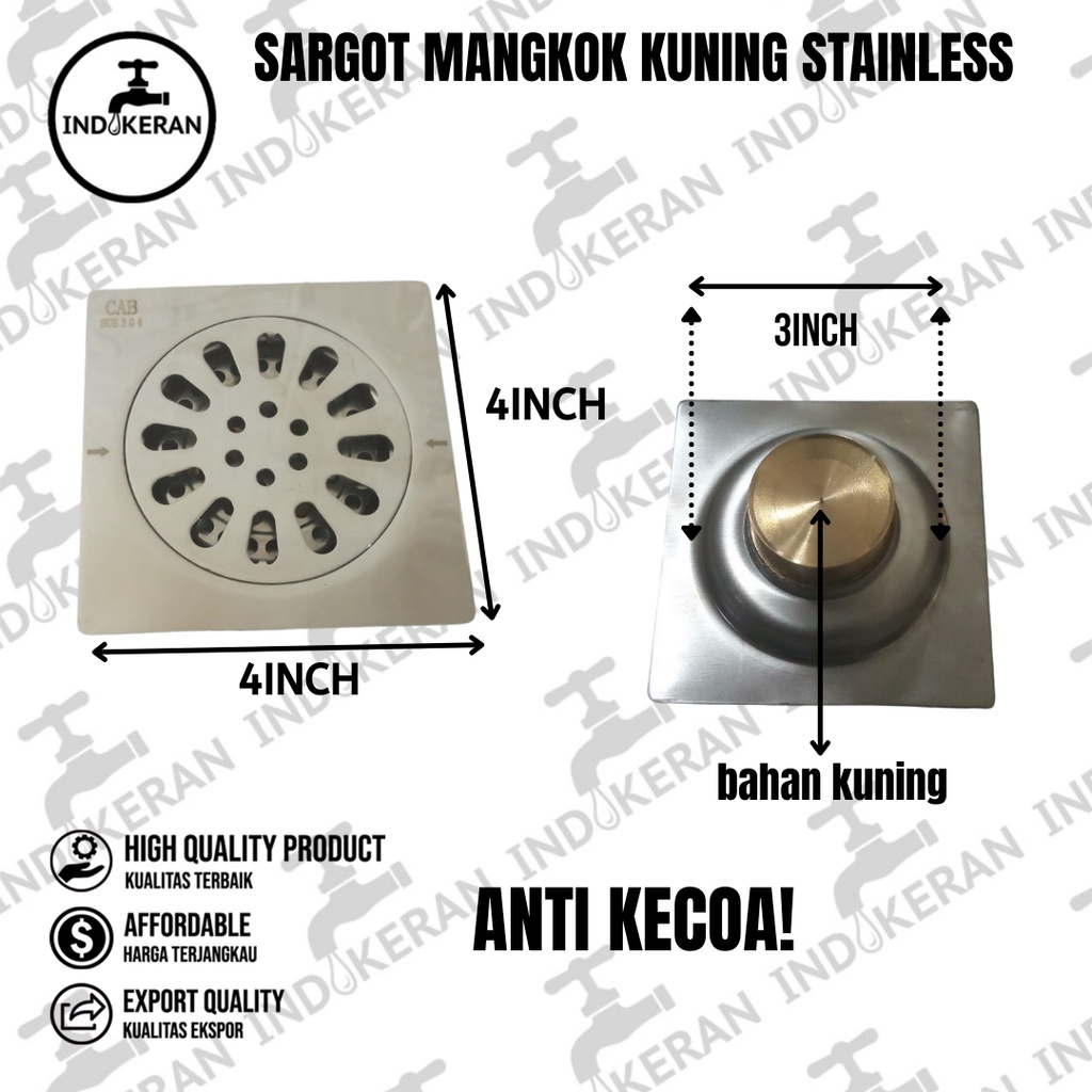 INDOKERAN - Saringan Got Kuning Motif Air Bunga - 4 Inch