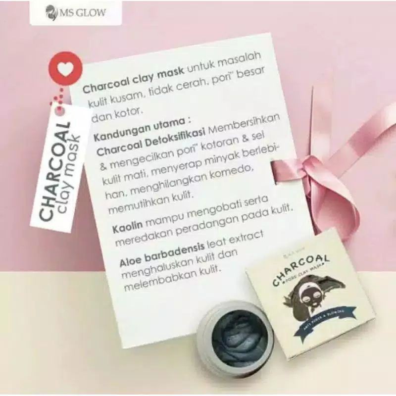 MS GLOW CLAY MASK CHARCOAL / CLAY MASK GREEAN TEA / MASKER MS GLOW