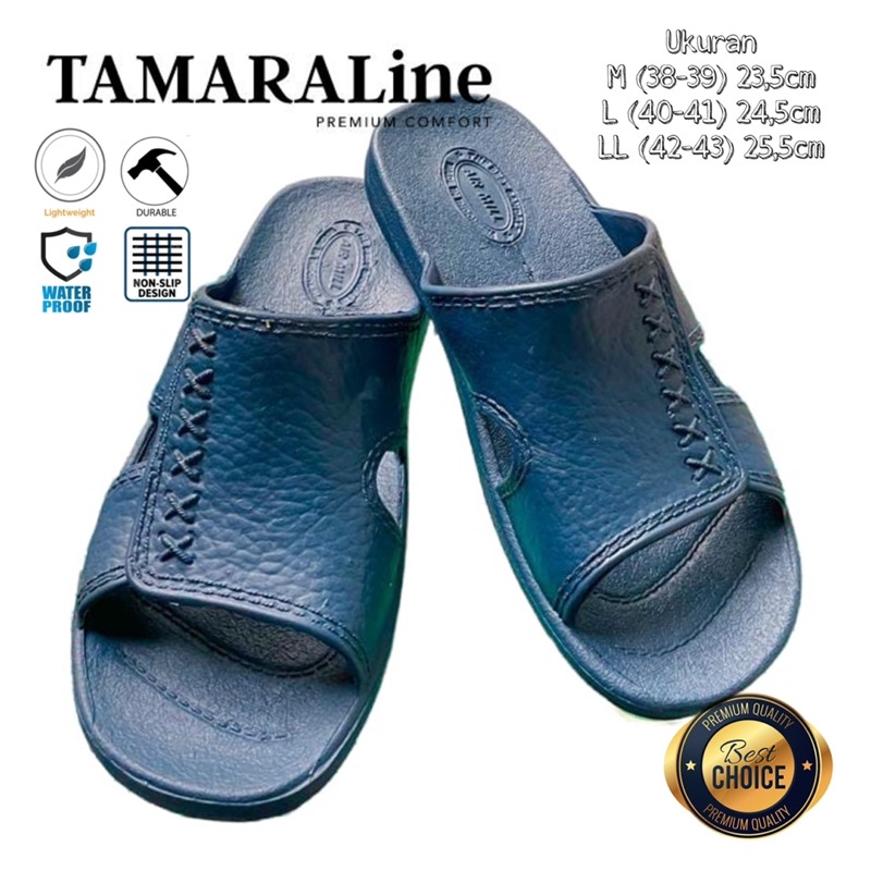 Sandal Selop Slide Slip on Karet Pria Dewasa / Remaja - TAMARALINE 116 / Bahan Premium Lentur Empuk Ringan Kuat Anti Slip Anti Air Model Sandal Casual Santai Rumah Hotel Outdoor Kamar Mandi Murah Original