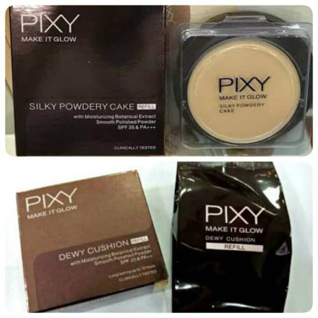 Refil Pixy make it glow dewy cushion 201 natural beige& lipstik Pixy matte in love 106 Red fusion