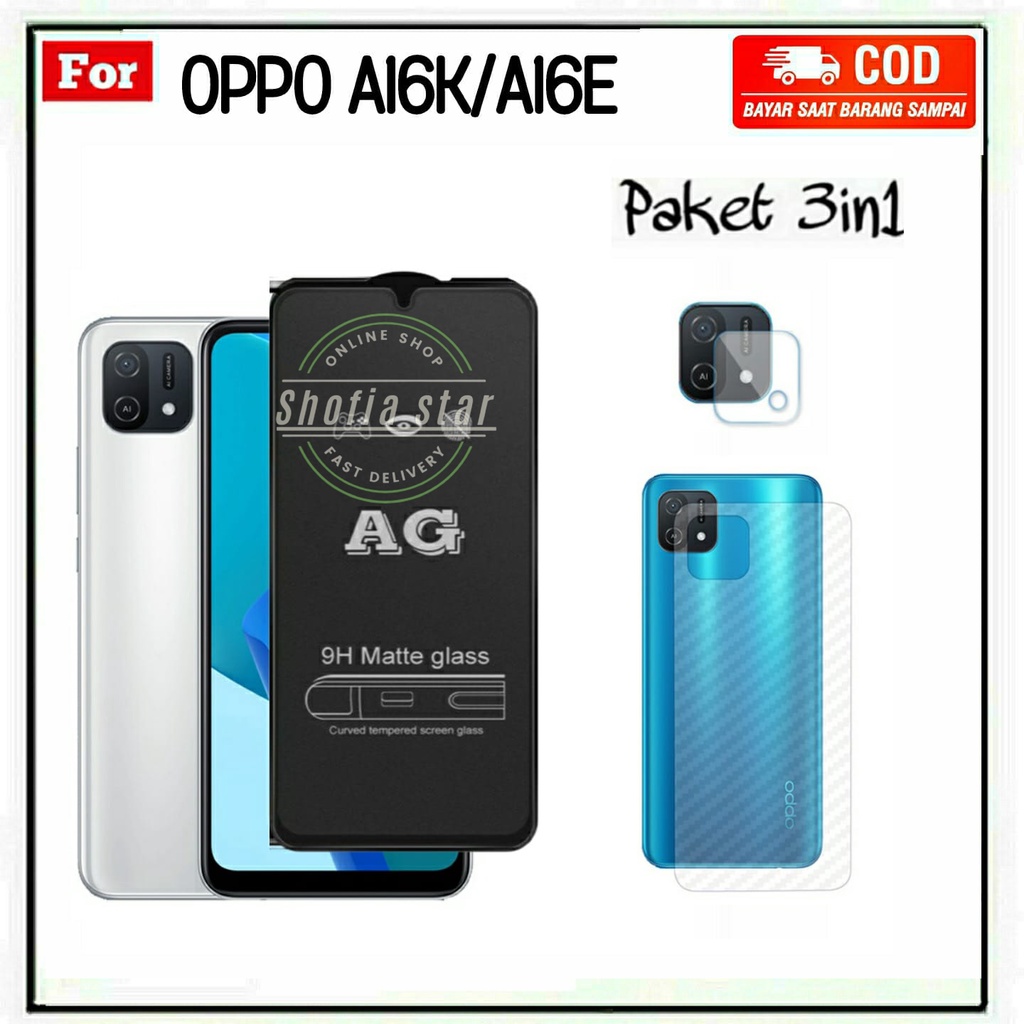 3IN1 TEMPERED GLASS CERAMIC BLUE LIGHT OPPO A16K A16E A76 A96 ANTI RADIASI KACA FULL COVER