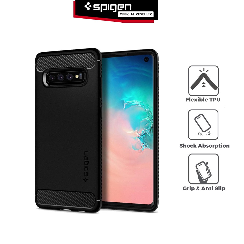 Case Samsung Galaxy S10 Lite / Plus / S10 / S10e Spigen Carbon Fiber Softcase Rugged Armor Casing