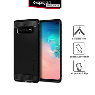 Case Samsung Galaxy S10 Lite / Plus / S10 / S10e Spigen Carbon Fiber Softcase Rugged Armor Casing