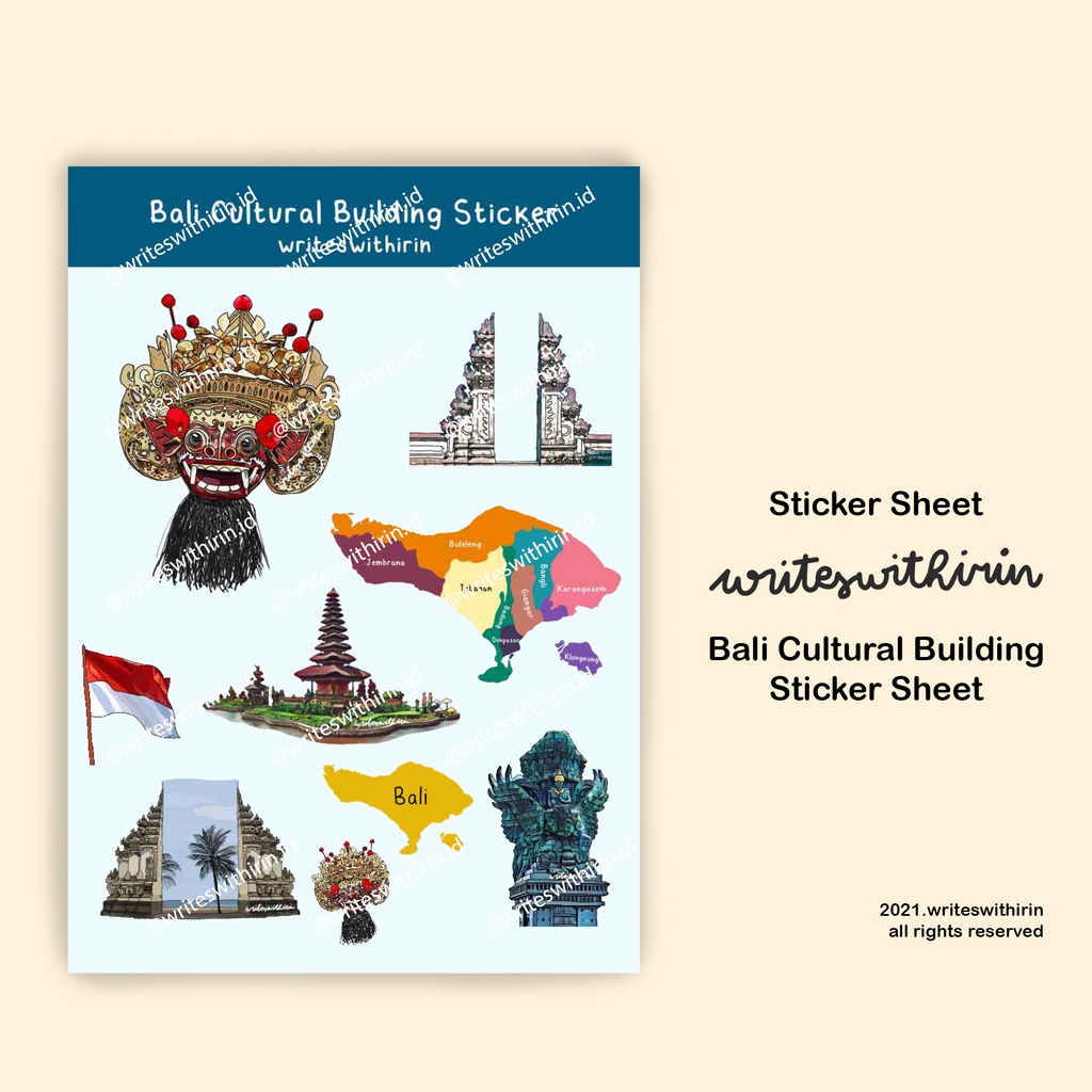 

(writeswithirin) Bali Cultural Building Sticker Sheet (Bujo/ Penpal)