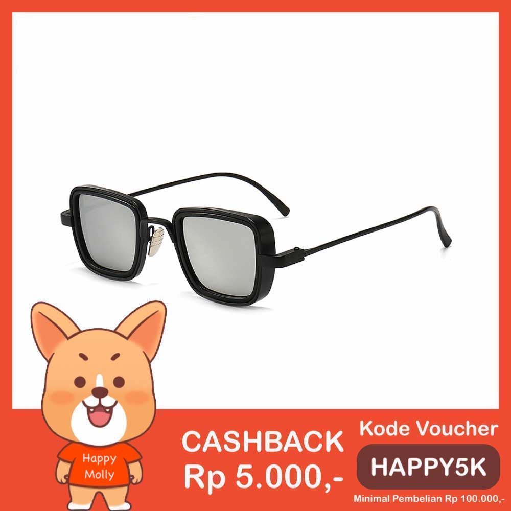 Kacamata Polarized UV400 [ Hitam Silver ] Anti Radiasi - Sunglasses Pria &amp; Wanita Korea - HM8106