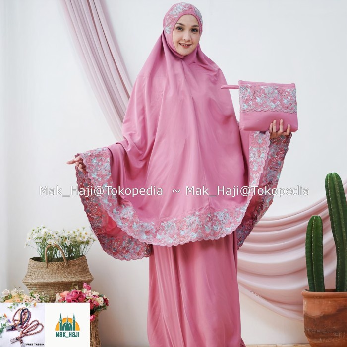 Floraleena Khadijah Model Mukena Terbaru 2020 Katun Brukat Murah Cant - DUSTY