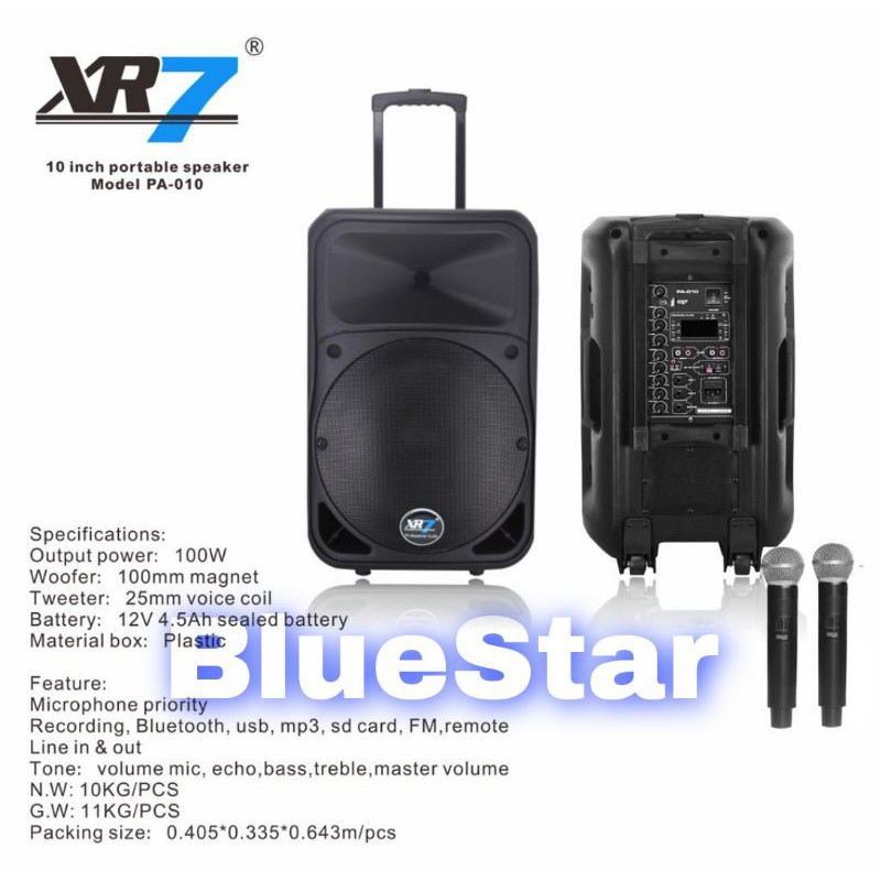 Speaker Portable Wireless Meeting XR7 PA 010 Original 10 inch Bluetooth